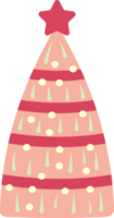 Abstract, stylized Christmas tree illustration. Decorated Christmas tree design, PNG with transparent background.