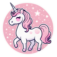 Cute Baby Pink Unicorn Magical. AI Generative png
