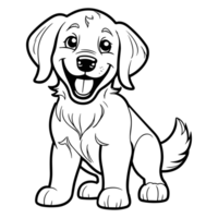Dog Outline Art for a Cute Kids' Coloring Book. AI Generative png