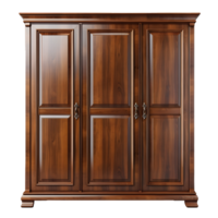 clásico de madera Tres puerta armario, frente vista, ai generado png