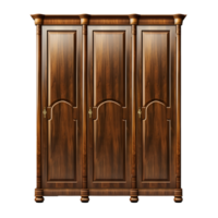 Tres puerta de madera gabinete frente frente a elegancia, ai generado png