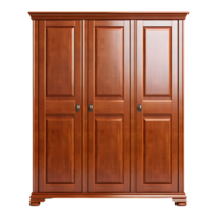 Traditional Three Door Wooden Wardrobe Front Perspective, ai generated png