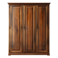 elegant voorkant geconfronteerd drie deur houten garderobe, ai gegenereerd png