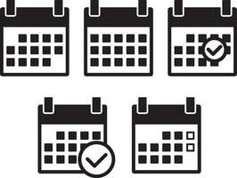 Set calendar icons vector flat line design