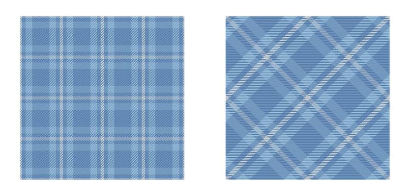Plaid check pattern in dusty blue, pale grayish taupe, dark navy and white.