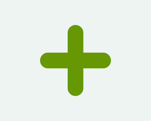 Green plus sign. Vector icon. Cross symbol of safety guidance.