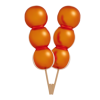 Japanese dessert Colorful Dango Skewers , 3d rendering on a transparent background png