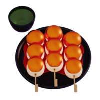 Japonais dessert coloré dango brochettes , 3d le rendu sur une transparent Contexte png