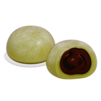 Japanese dessert 3d matcha Red Bean Mochi Delight , 3d rendering on a transparent background png