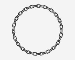Texture chain round frame. Circle border chains silhouette black and white isolated on background. Chainlet design element. vector
