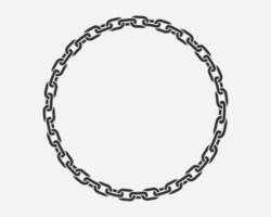 Texture chain round frame. Circle border chains silhouette black and white isolated on background. Chainlet design element. vector