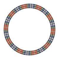 Round frame vector vintage pattern design template. Circle border designs plaid fabric texture. Scottish tartan background for collage art, gif card, handmade crafts.