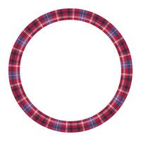 Round frame vector vintage pattern design template. Circle border designs plaid fabric texture. Scottish tartan background for collage art, gif card, handmade crafts.