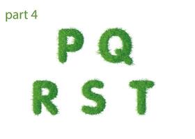 Capital letter P Q R S T texture green grass vector