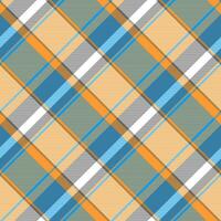 Orange blue modern plaid seamless fabric texture vector