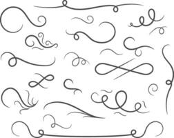 Abstract confusing twisted lines calligraphic design elements and decoration set vector