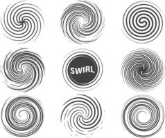 Abstract swirl set dynamic flow black white icon vector