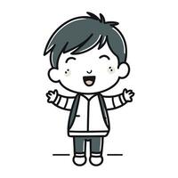 cute little boy smiling cartoon vector illustration graphic design doodle