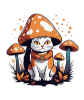 ai génératif chat et champignon clipart illustration pour impression sur demande sites Internet est aussi parfait pour tout autre projet png