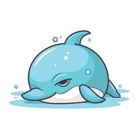 Cute cartoon whale. Vector illustration. Isolated on white background.