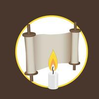 ancient scroll and candle elements for logo and web vector