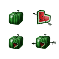 Set of colorful hand drawn watermelons with transparent background png