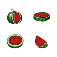 Set of colorful hand drawn watermelons with transparent background png