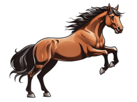 running horse cartoon isolated on transparent background AI Generative png