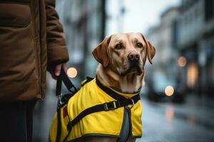 guide dog assistant for a blind person ai generative photo