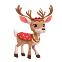 AI generative cartoon reindeer in christmas png