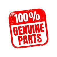 100 Percent Genuine parts square grunge red stamp frame. Vector Illustration