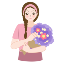 holding flower bouquet png