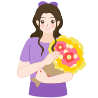 holding flower bouquet png