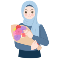 holding flower bouquet png