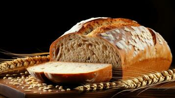 Close-up of freshly baked rustic bread.. Generative AI photo