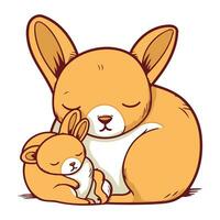 Illustration of Cute Baby Shorthair Dog Hugging its Mother vector