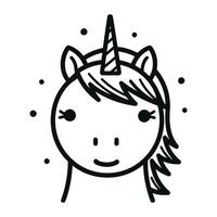 linda pequeño unicornio fantasía línea estilo icono vector ilustración diseño grueso línea