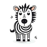 Zebra vector illustration. Cute cartoon zebra character with funny expression.