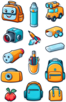 backpack, school bag, school supplies, school bag, school bag icon set ai generative png