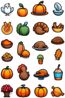 thanksgiving food icons set ai generative png