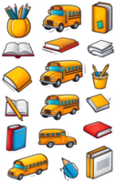 skola buss ClipArt uppsättning ai generativ png