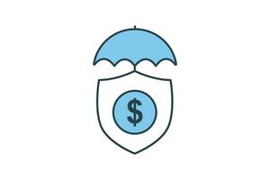 risk management icon. icon related to investments and financial concepts. Flat line icon style. Simple vector design editable