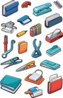 office supplies icon set, illustration ai generative png