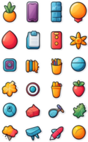 a set of colorful icons on a transparent background  ai generative png