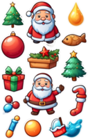 santa claus and christmas icons set  ai generative png