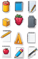 school supplies icon set, school supplies, school supplies icon set, school supplies icon set, school ai generative notepad pencil png