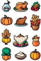 thanksgiving food icons set ai generative png