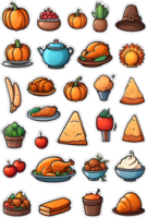 thanksgiving food icons set ai generative png