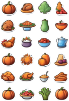 thanksgiving food icons set ai generative png