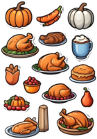 thanksgiving food icons set ai generative png